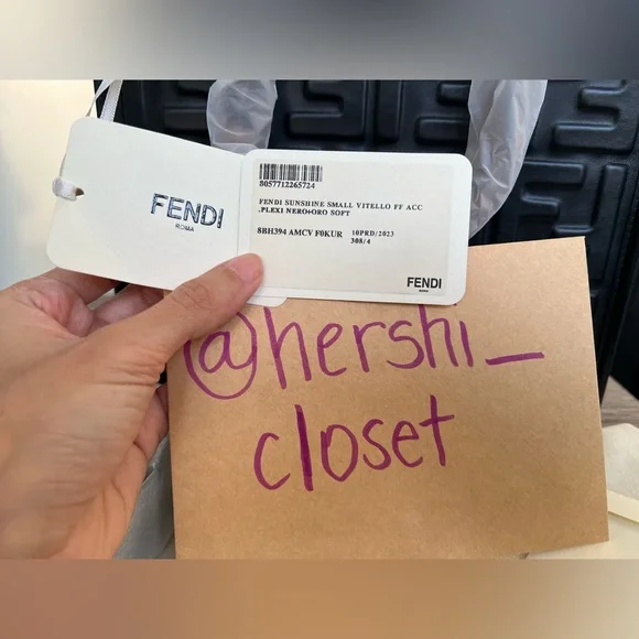 NEW Authentic Fendi Vitello Small Zucca Sunshine Tote Leather Black - Picture 7 of 13